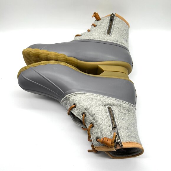 9.5W 9.5 WIDE WIDTH Sperry Womens Saltwater Embossed Wool Grey‎ Duck Boots Shoes - Picture 8 of 13